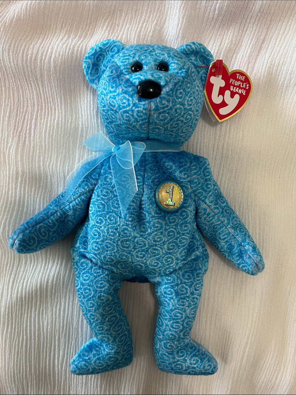 Ty Beanie Baby “Classy”- #1 Blue Swirl Bear